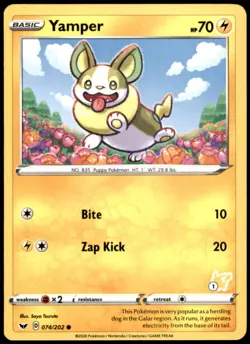Pokemon - Yamper - (#1 Pikachu Stamped) #074/202 - Battle Academy 2022 Promo - Image 1