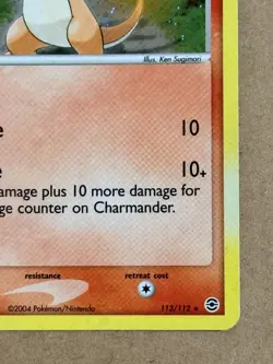2004 POKEMON EX RED & GREEN #113/112 CHARMANDER HOLO - SECRET RARE - MINT - Image 5