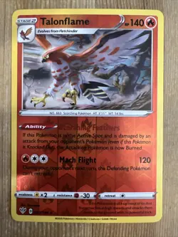 Pokemon TCG Talonflame Darkness Ablaze 032/189 Reverse Holo Rare - Image 1