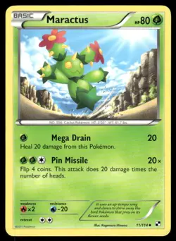 Pokemon Maractus (11) Black and White #11/114 - Image 1