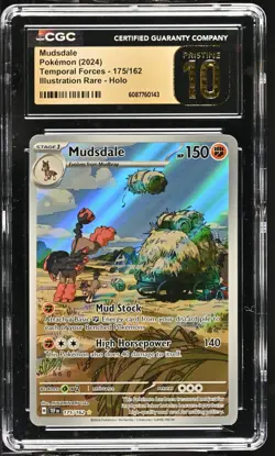 Pokemon 2024 Mudsdale IR-Holo Temporal Forces #175 CGC PRISTINE 10 - Image 1