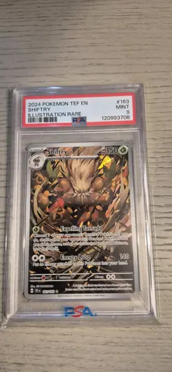 2024 Pokemon TEF EN SHIFTRY Illustration Rare #163 Psa Certified Mint 9 - Image 1
