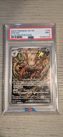2024 Pokemon TEF EN SHIFTRY Illustration Rare #163 Psa Certified Mint 9 - Image 2