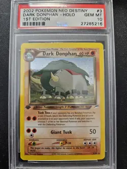 Pokemon PSA 10 1st Edition Neo Destiny Dark Donphan Holo Rare 3/105 GEM MINT - Image 1