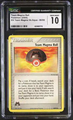 Pokemon 2004 Team Magma Ball EX Team Magma Vs Aqua #80 CGC 10 - Image 1