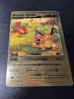 Pokemon Charmander, Charmeleon & Charizard GX HP450 Gold Foil Fan Art Card - Image 4