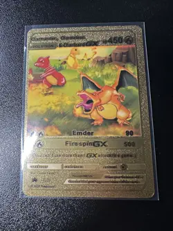 Pokemon Charmander, Charmeleon & Charizard GX HP450 Gold Foil Fan Art Card - Image 5