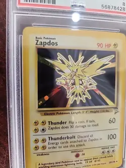 Zapdos Base Set 2 Holo Pokemon Card WOTC NM Mint PSA 8 - Image 3