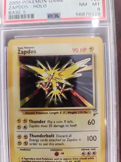 Zapdos Base Set 2 Holo Pokemon Card WOTC NM Mint PSA 8 - Image 4