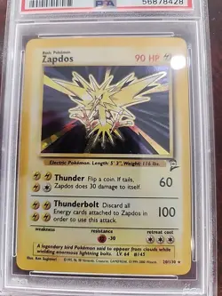 Zapdos Base Set 2 Holo Pokemon Card WOTC NM Mint PSA 8 - Image 5