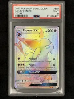 2017 Pokemon Espeon GX 152/149 Secret Full Art Sun and Moon PSA 9 Mint - Image 3