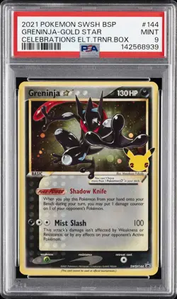 2021 POKEMON SWSH BLACK STAR PROMO #144 GRENINJA-GOLD STAR PSA 9 - Image 1