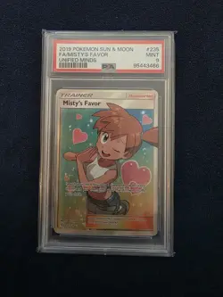 Pokemon Misty's Favor Full Art Holo Ultra Rare Unified Minds 235/236 PSA 9 - Image 1