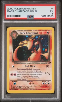 2000 POKEMON ROCKET #4 DARK CHARIZARD-HOLO PSA 5 - Image 1