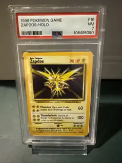 1999 Pokemon TCG Base Set Zapdos Holo Rare Card 16/102 PSA 7 - Image 1
