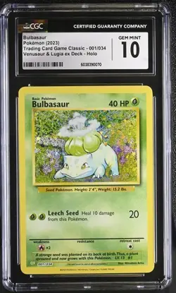 Pokemon Bulbasaur 2023 Trading Card Game Classic 001/034 Holo CGC 10 - Image 1