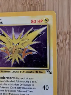 Zapdos 15/62 HOLO Fossil Set Rare Pokemon Card WOTC 1999 MP - Image 4