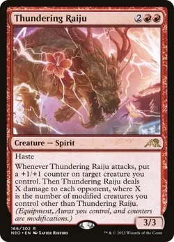 Thundering Raiju NM RARE Kamigawa: Neon Dynasty NEO MTG #166 Red Spirit Regular - Image 1