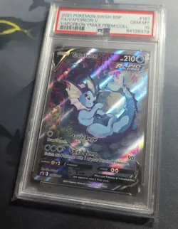 2021 POKEMON SWSH BLACK STAR PROMO SWSH181 FULL ART VAPOREON V PSA 10 - Image 2