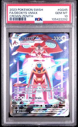 POKEMON 2023 FA/DEOXYS VMAX SWORD AND SHIELD CROWN ZENITH #GG45 PSA 10 - Image 1