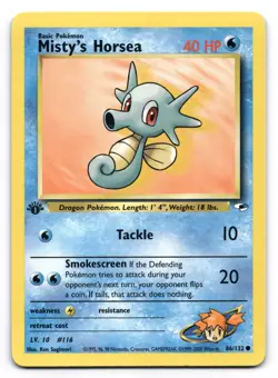 Misty's Horsea NM 1st Edition Gym Heroes 86/132 Pokemon TCG Regular - Image 1
