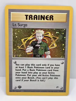 Lt. Surge 17/132 Holo 1st Edition Holo Rare Gym Heroes Pokemon MP - Image 1