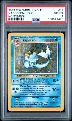 1999 POKEMON JUNGLE NO SYMBOL #12 VAPOREON-HOLO PSA 4 - Image 1