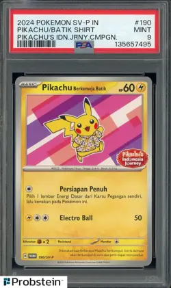 2024 Pokemon SV-P Pikachu's Indonesian Journey Pikachu Berkemeja Batik PSA - Image 1