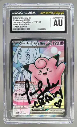 Lillie's Clefairy ex 2025 Pokemon Journey #173/159 Tara Sands CGC Authentic Auto - Image 1