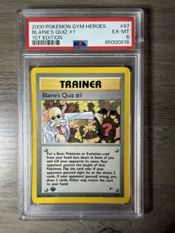 2000 Pokemon Gym Heroes Blain's Quiz #1 PSA 6 - Image 1