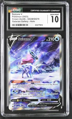 CGC 10 Suicune V GG38/GG70 Pokemon Crown Zenith 2023 English - Image 1