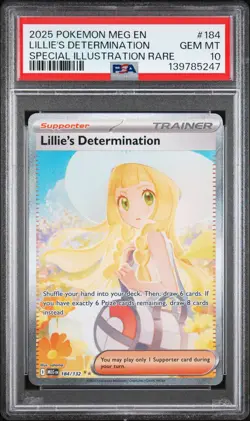 2025 POKEMON MEG EN-MEGA EVOLUTION #184 LILLIE'S DETERMINATION PSA 10 - Image 1