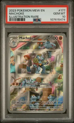 POKEMON 2023 MACHOKE ILLUSTRATION RARE MEW EN-151 #177 PSA 10 - Image 1