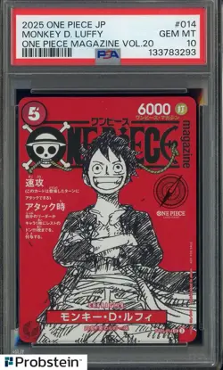2025 One Piece JP One Piece Magazine Vol. 20 #014 Monkey D. Luffy PSA 10 #2 - Image 1