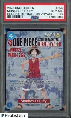 2026 One Piece EN College Basketball US Voyage #055 Monkey D Luffy PSA 10 #1 - Image 1