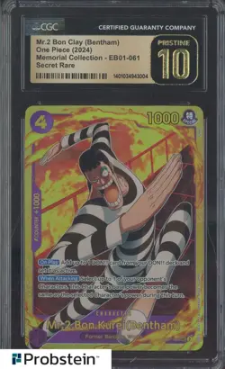 2024 One Piece Memorial Collection Secret Rare #EB-01-061 Mr.2 Bon Clay CGC 10 - Image 1
