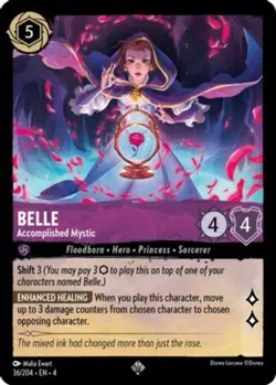 1x Belle - Accomplished Mystic - 36/204 - Super Rare Light Play Disney Lorcana: - Image 1