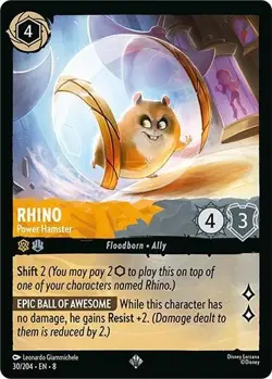 Disney Lorcana TCG Reign of Jafar Super Rare - Rhino Power Hamster 30/204 - Image 1