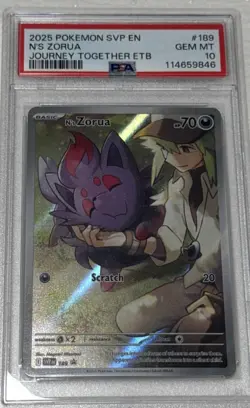 Pokemon TCG N's Zorua 189 Journey Together ETB Promo Card PSA 10 - Image 1