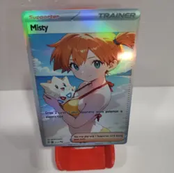 Custom holo Misty Trainer Pokemon Trading Card sleeve & card top loader custom! - Image 2