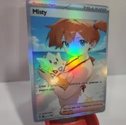 Custom holo Misty Trainer Pokemon Trading Card sleeve & card top loader custom! - Image 3
