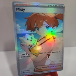 Custom holo Misty Trainer Pokemon Trading Card sleeve & card top loader custom! - Image 4
