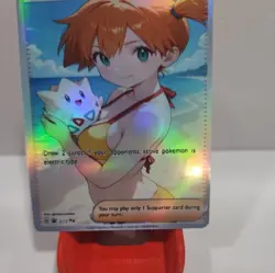 Custom holo Misty Trainer Pokemon Trading Card sleeve & card top loader custom! - Image 5