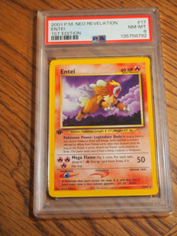 Pokemon 1st Edition Neo Revelation Entei rare card, PSA 7 - Image 1