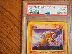 Pokemon 1st Edition Neo Revelation Entei rare card, PSA 7 - Image 2