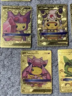 Set of 15 Pikachu & Complete 7 Card Cosplay Set Gold Foil Fan Art Cards NM!!! - Image 4