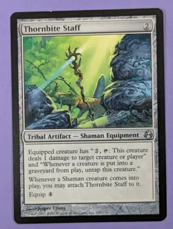 MTG Magic The Gathering: Morningtide: Thornbite Staff #145/150 Uncommon - LP - Image 1