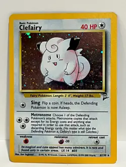 Vintage 2000 Pokemon TCG Base Set 2 CLEFAIRY HOLO Rare 6/130 LP English, Unltd - Image 1