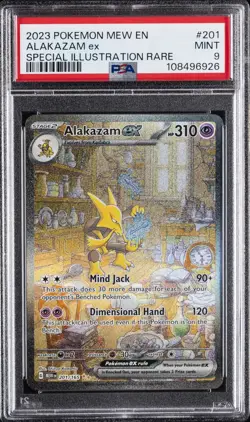 2023 POKEMON MEW EN-151 SPECIAL ILLUSTRATION RARE #201 ALAKAZAM EX PSA 9 - Image 1