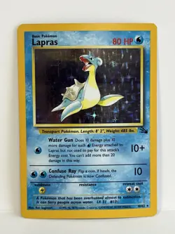 Vintage 1999 Pokemon TCG Fossil LAPRAS HOLO Rare 10/62 LP English, Unltd. - Image 1